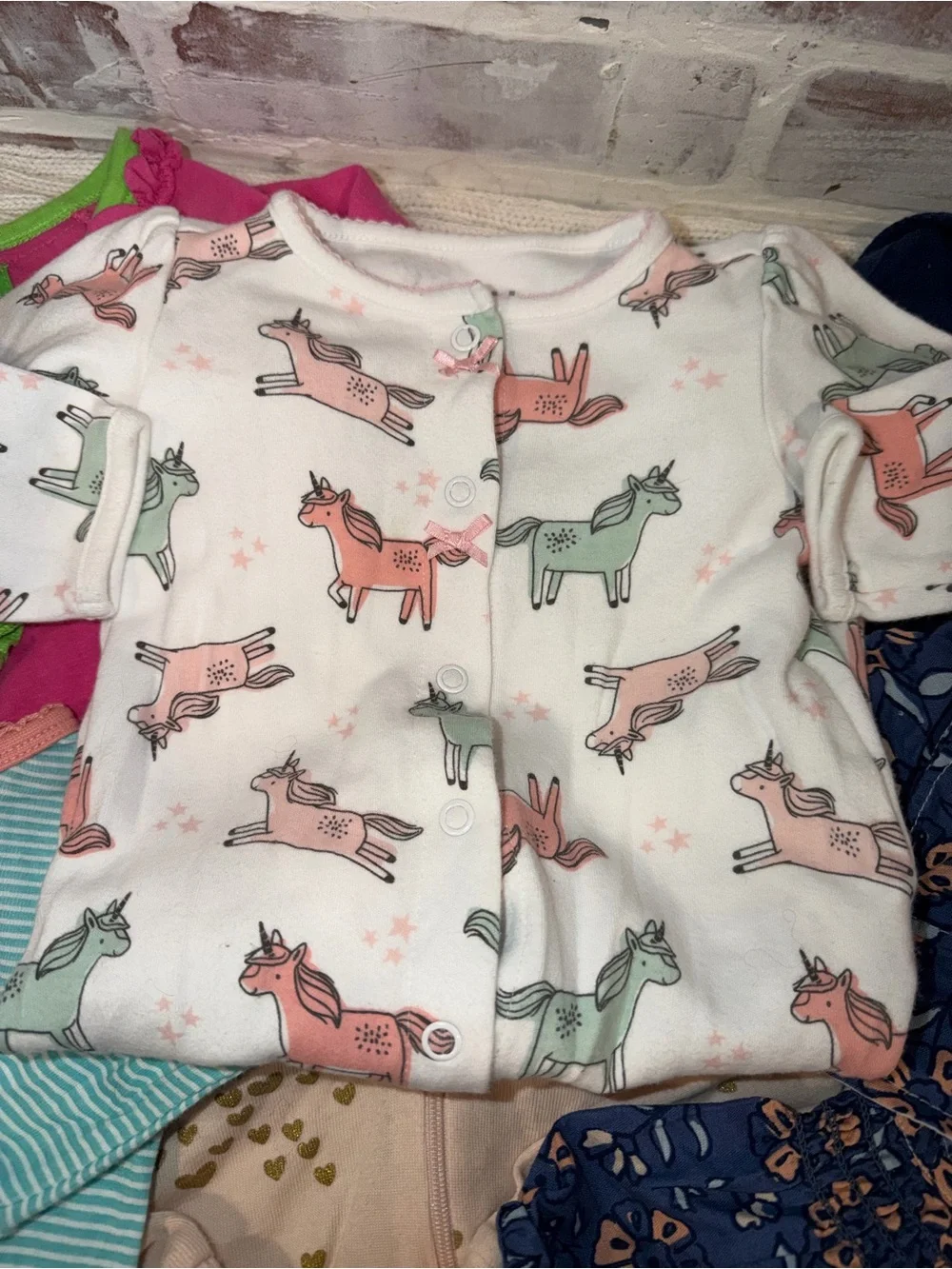 Carter's Baby Girls Navy Floral and Pastel Unicorn Matching Sets